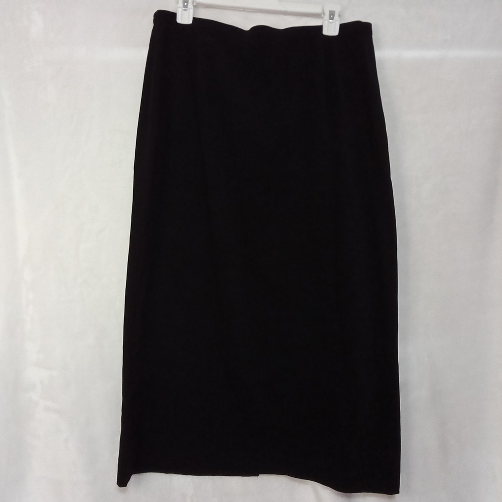 Talbots Petites Black Stretch Midi Pencil Skirt Size 14 P Professional Career